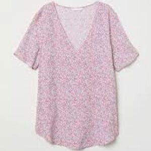 H&M x Anna Glover Floral‎ Flowy Top Blouse 2 XS Small Y2K going out top
